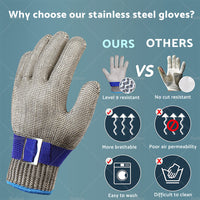 Safety Stainless Steel Cut Proof Stab Resistant Wire Metal Mesh Butcher Gloves