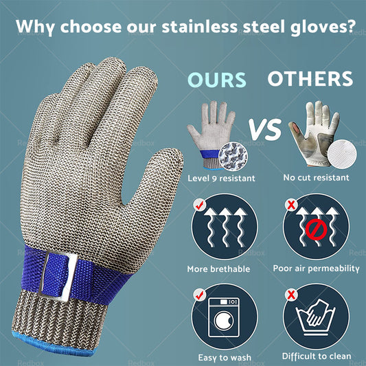 Safety Stainless Steel Cut Proof Stab Resistant Wire Metal Mesh Butcher Gloves