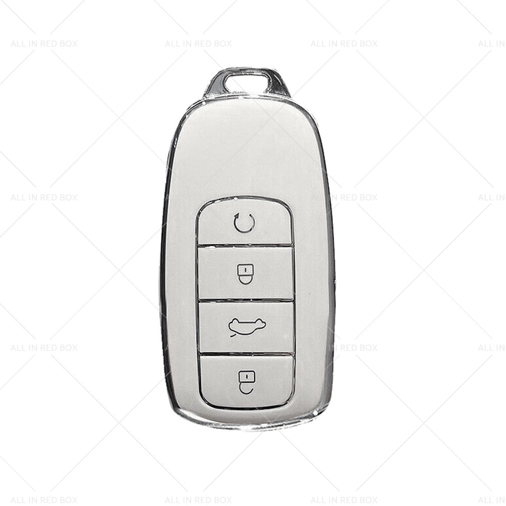 Suitable For Chery Omoda 5 Car Remote Key Fob Case Cover TPU White and Sliver