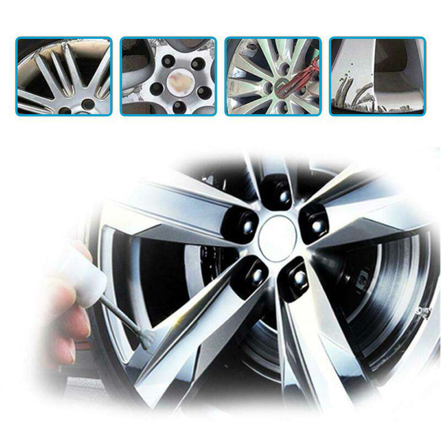 Visbella Silver Alloy Wheel Rim Scratch Repair Kit Tool Set Suitable For Car Kerb Damage