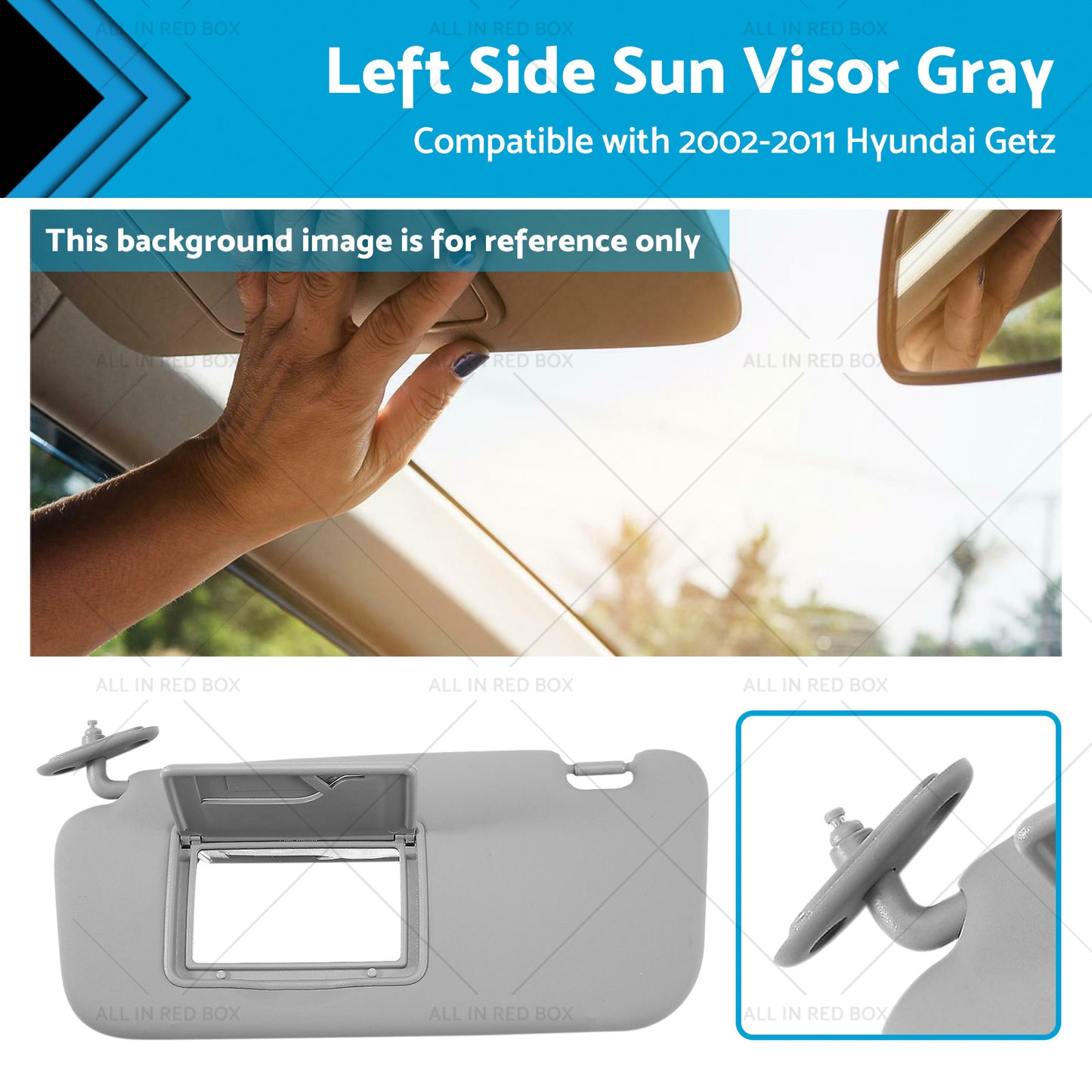 Front Left Side Sun Visor Sunvisor Sunshade For Hyundai Getz Click 02-11 Gray