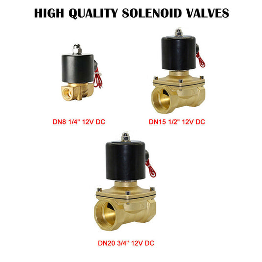 2 Way Electric Solenoid Valve Water Air Brass N/C Gas Oil Normally Closed DC 12V