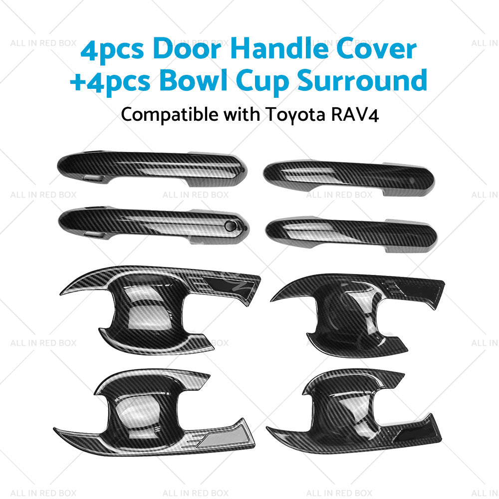 Carbon Fiber Door Handle Cover  Surrounds For Toyota RAV4 Hybrid Edge 2019-2023