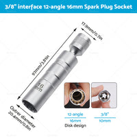 14/16 MM Thin Wall Magnetic Swivel Spark Plug Socket 12Point Removal Tools