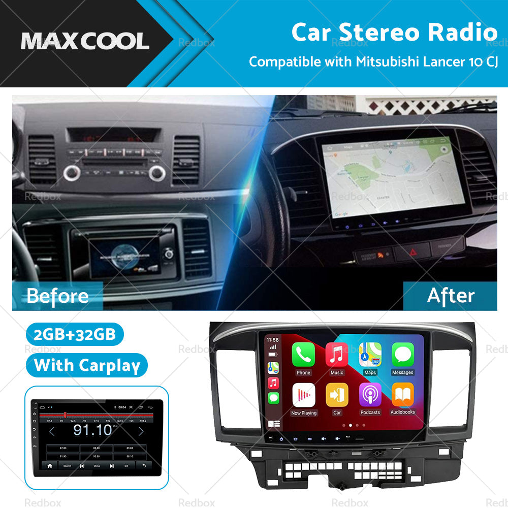 32GB 10. 1inch Carplay Radio Head Unit GPS Navi Suitable for Mitsubishi Lancer 10 CJ