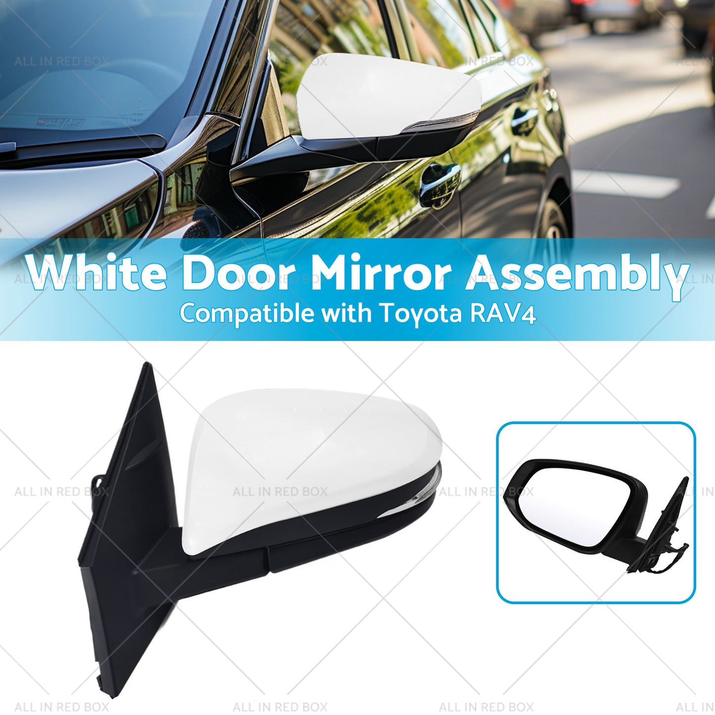 Left Side White Door Mirror Suitable for Toyota RAV4 2013 - 2018 5-wire