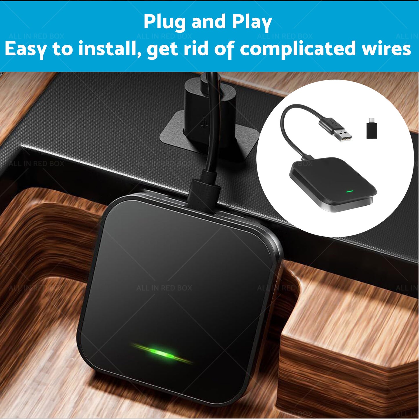 Bluetooth USB Wireless Receiver Black Suitable for Apple CarPlay Adapter