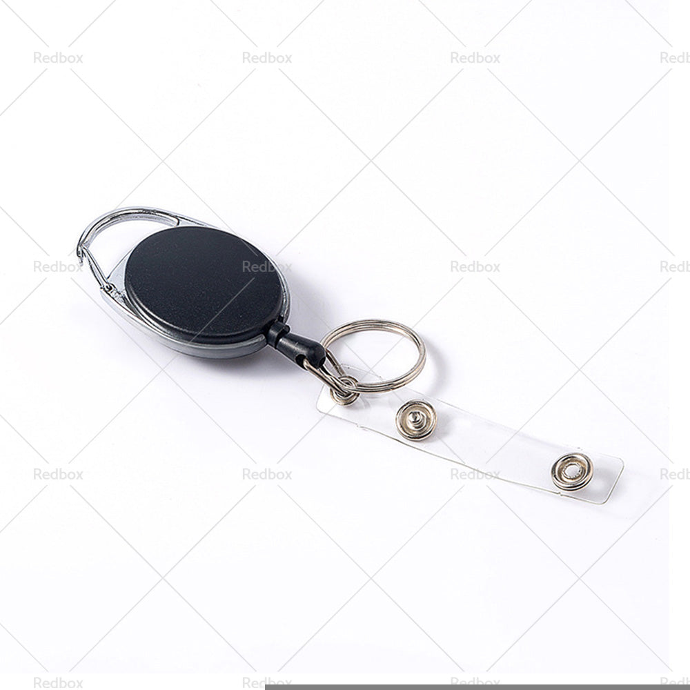 10X Key Rings Retractable Chain ID Pull Holder Reel Belt Clip Extend Recoil Oval