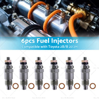 6PCS Fuel Injectors 093500-1810 23600-48011 Suitable For Toyota 2B B 2J 2H