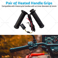 12v Motorcycle Heated Hand Rubber Grips 22mm 7 8'' Handlebar Grip Adjustable Hot