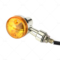 4x Chrome Motorcycle Turn Signal Lights Amber Indicators Blinker Universal Bulb