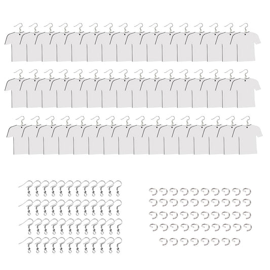 Blank Wood MDF Earrings 48x Double-Sided Suitable for DIY Crafting