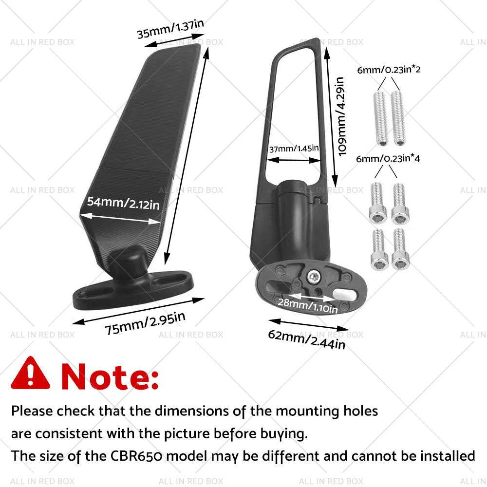 Pair Rearview Mirror Suitable for Honda CBR650R CBR1000RR CBR600RR CBR250R 300R