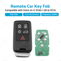 Remote Car Key Fob Entry KR55WK49264 Suitable For Volvo 10-17 XC60   08-16 XC70