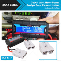 200 Amp Digital Watt Meter Power Analyser Solar Caravan Anderson Style Plug 12V