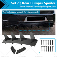 4 Fins Rear Bumper Diffuser Lip Spoiler Suitable For Volkswagen VW Golf MK7 GTI