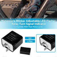 12V 2 Pin Motorcycle Blinker Adjustable LED Flasher Relay Turn Signal Indicator