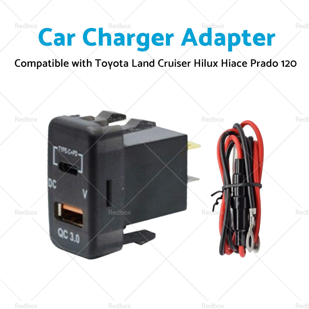 Type-C  USB Car Charger Adapter Voltmeter Suitable For Land Cruiser Prado 120