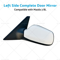 Left Door Mirror Suitable for Mazda 3 BL 2009-2013 NO Indicator Pearl White