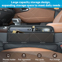 {{ Car Seat Gap Storage Bag Organizer PU Leather With Exclusive Charging Cable Hole }} - Buy Car Parts Online at {{ Kaka Auto Parts }}.