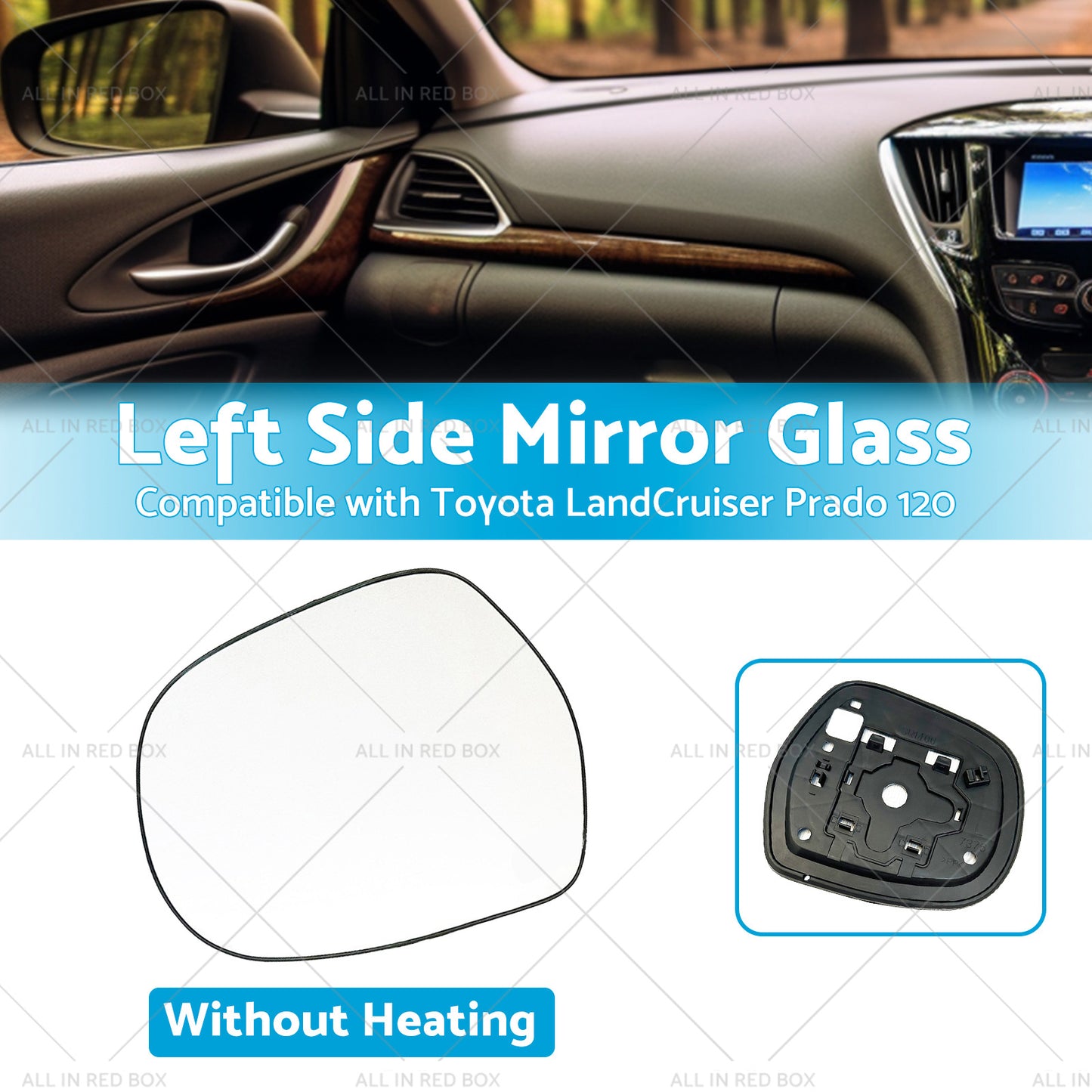 Left side Mirror Glass Suitable for Toyota LandCruiser Prado 120 03-09 NO Heated