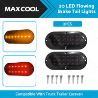 2X 20 LED Rear Stop Brake Flowing Turn Signal Tail Lights Truck Trailer Caravan