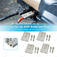 4 Sets For 50 AMP Anderson Plugs Terminals 4WD Caravan Camping Solar Car