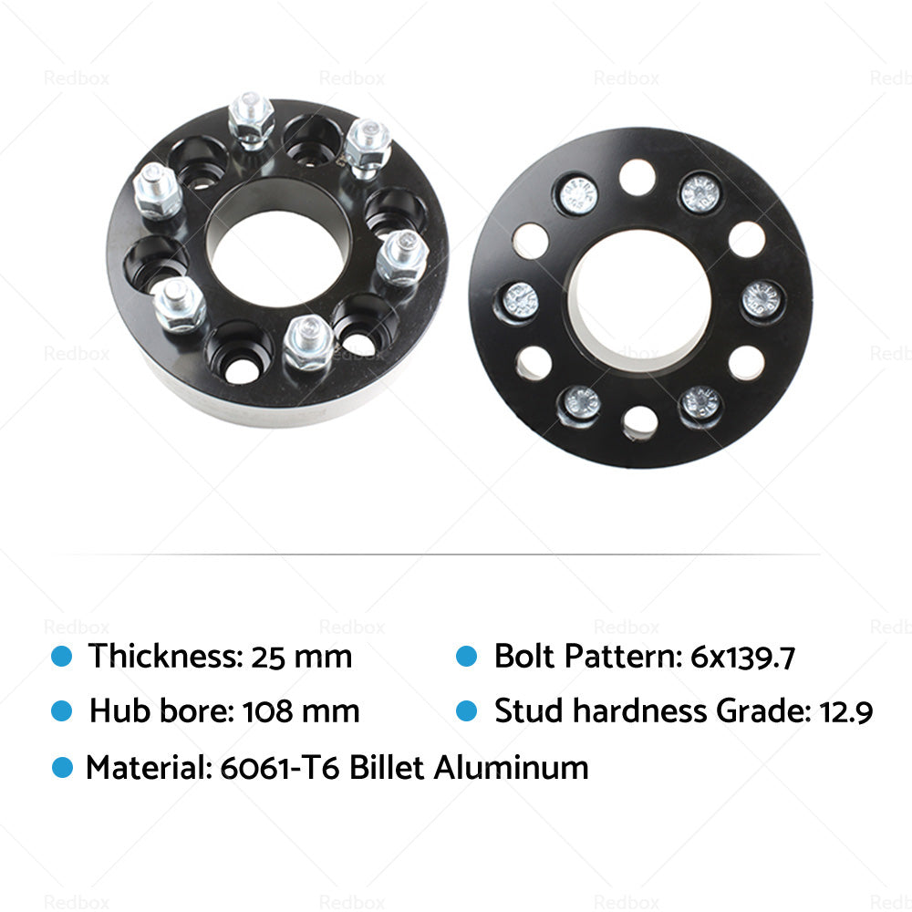 2X Wheel Spacers 25mm 6x139. 7 Suitable For Toyota Hilux Pajero Triton Ranger