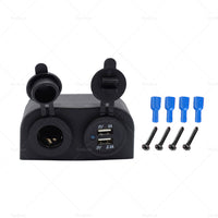 12V Dual USB Port Charger Socket Mount Panel Adapter Fits For Car Boat Caravan