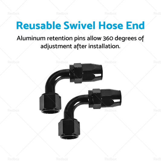 2x AN10 10 AN 90 Degree Swivel Fast Flow Oil Fuel Hose End Fitting Adaptor