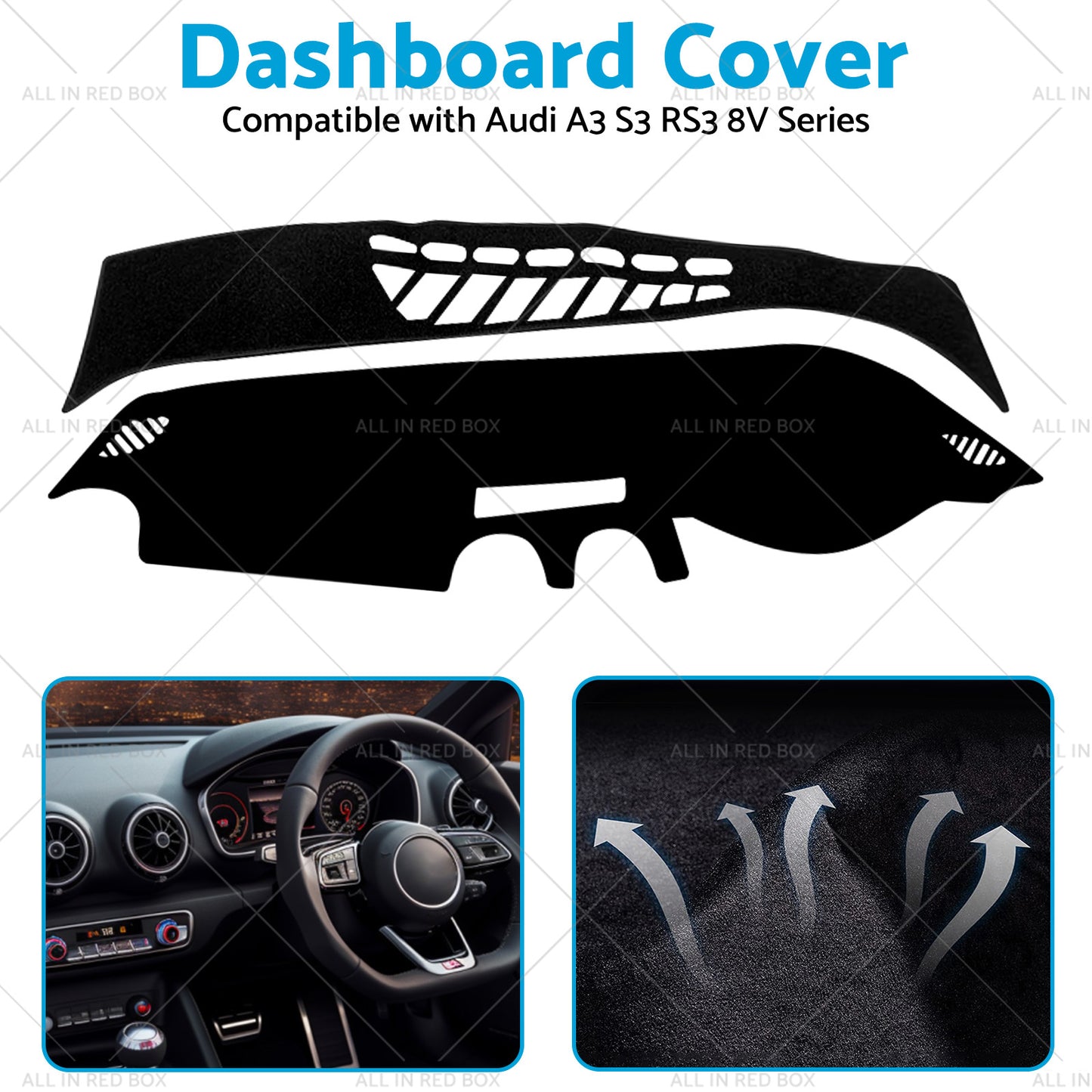 Dash Mat Non-Slip Suitablefor Audi A3 S3 RS3 8V Series 2013-2018 Dashboard Cover