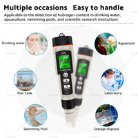 Portable 4 In 1 Hydrogen-Rich Test Pen PH ORP TEMP Water Quality Meter Tester