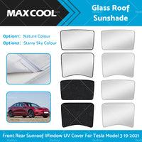 For Tesla Model 3 Glass Roof Sunshade Front Rear Sunroof Window UV Cover 19-2021