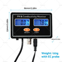 Online PH  and  EC Conductivity Monitor Meter Tester Rechargeable Aquaculture Pond