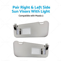 BBM369270C75 2x Right and Left Side Sun Visors With Light Suitable for 10-13 Mazda 3