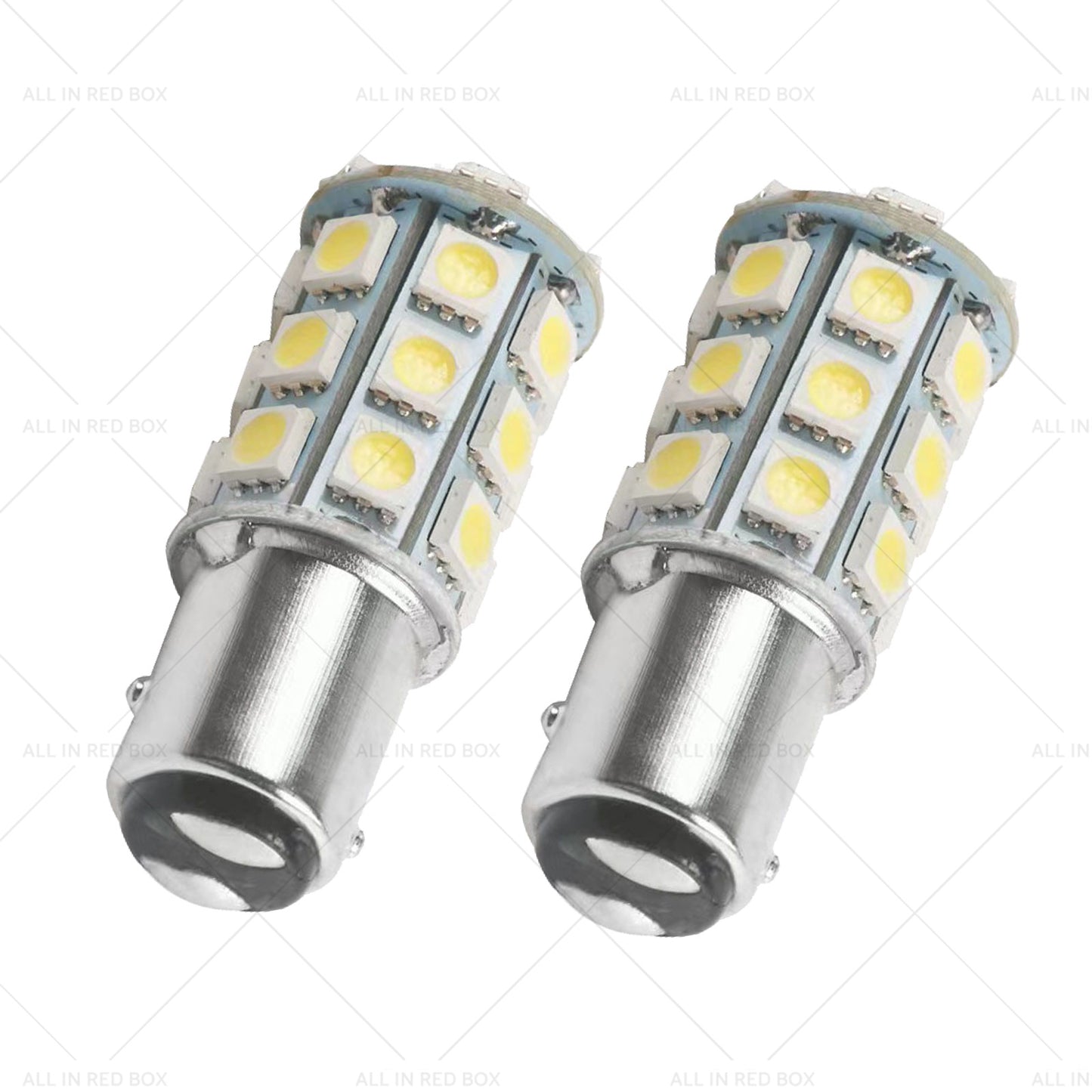 2x 12V BA15D LED White 27 SMD 5050 For Caravan Car Auto Indicator Signal Light