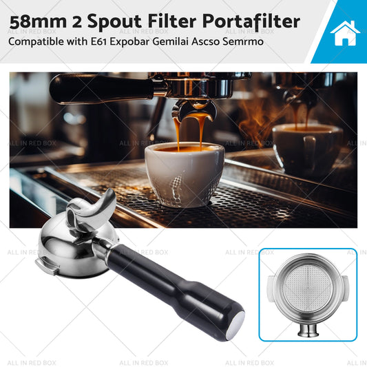 58MM 2 Spout Filter Portafilter Suitable For E61 Expobar Gemilai Coffee Machine