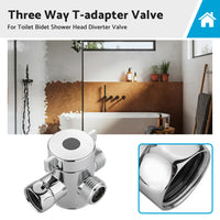 1 2 in Three Way T-adapter Valve For Toilet Bidet Shower Head Diverter Valve