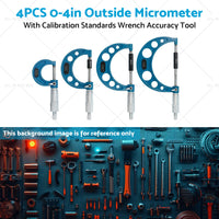 0-4in Outside Micrometer Set With Calibration Standards Wrench Accuracy Tool