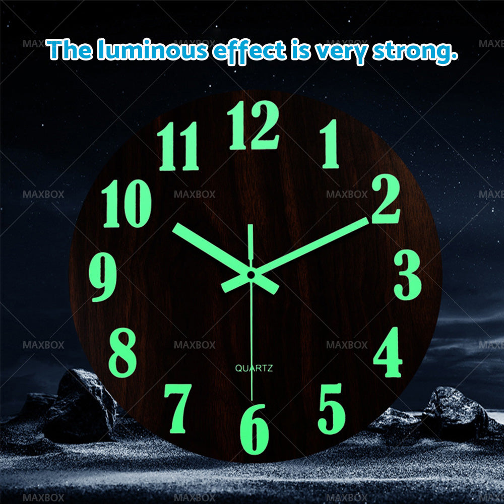 12'' Luminous Wall Clock Glow In The Dark Silent Quartz Indoor Home Modern Clock