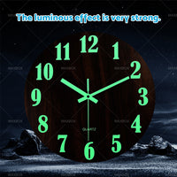 12'' Luminous Wall Clock Glow In The Dark Silent Quartz Indoor Home Modern Clock