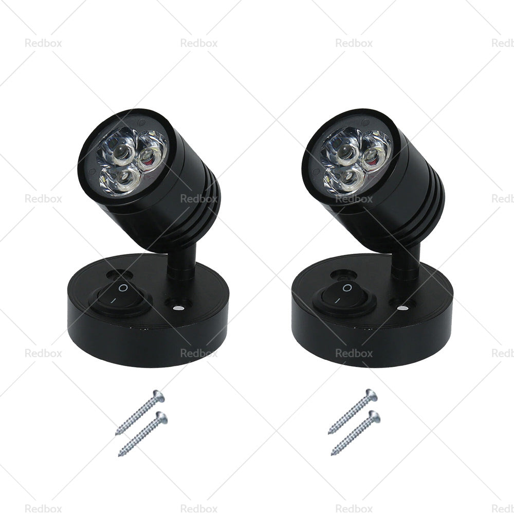 2 Pack 12V LED Interior Spot Reading Light Wall Lamp Switch For Caravan Camper