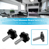 Pair 6mm Plum Blossom Carefree Awning Brace Locking Knob Suitable For Caravan RV