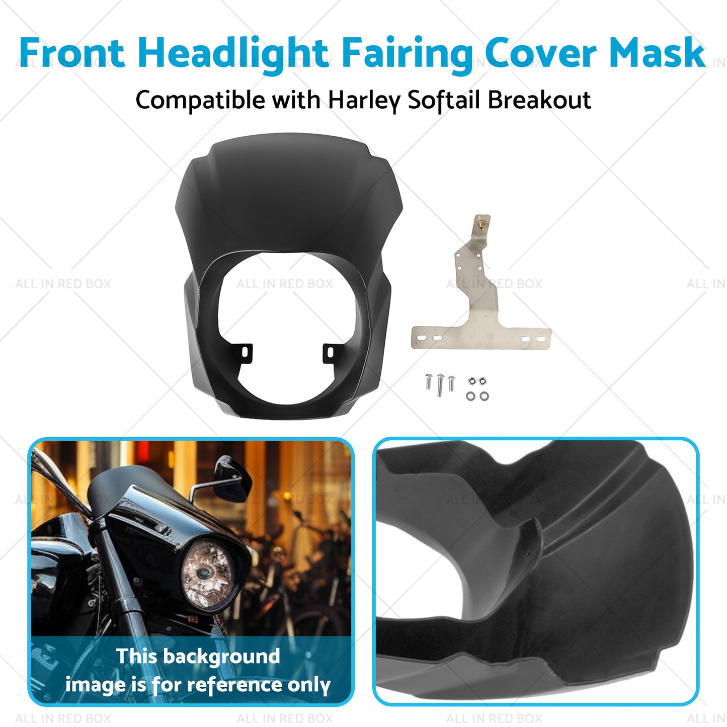 1x Front Headlight Fairing Cover Mask Suitable for Harley Softail Breakout 18-23