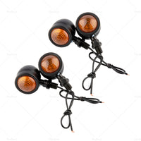 4x Black Motorcycle Amber Bullet Indicators Universal Turn Signal Blinkers Lamp