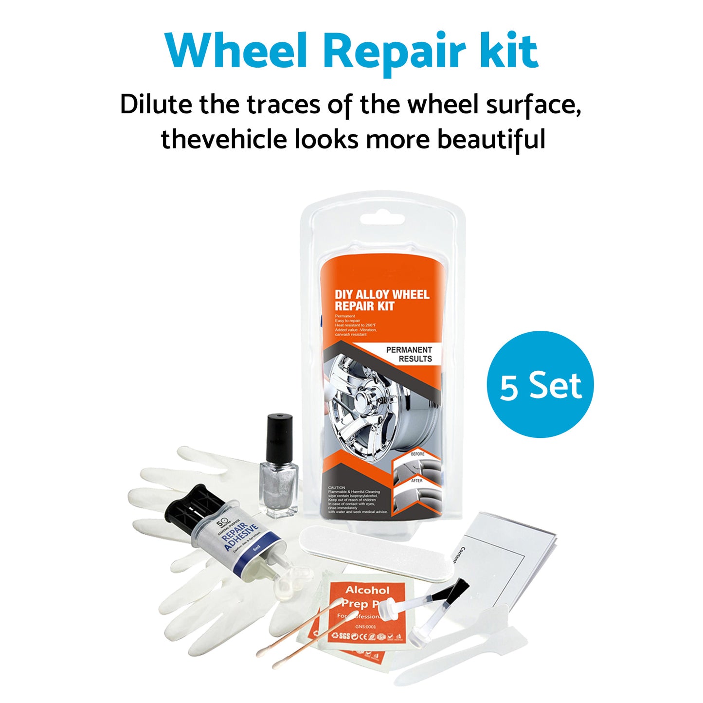 5x Wheel Rim Scuffs Scrape Car Kerb Damage Repair Kit Fix Tool Gloves