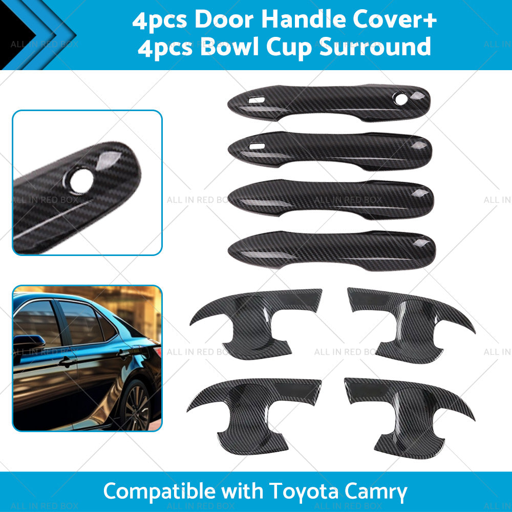 Carbon Fiber Door Handle Cover  and  Bowl Cup Surround Kit Suitable For Toyota Camry