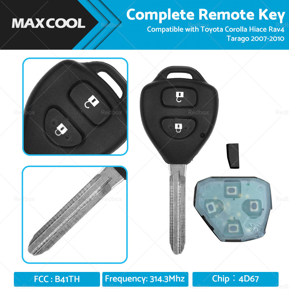 Complete Remote Key Suitable For Toyota Corolla Hiace Rav4 Tarago 07-10