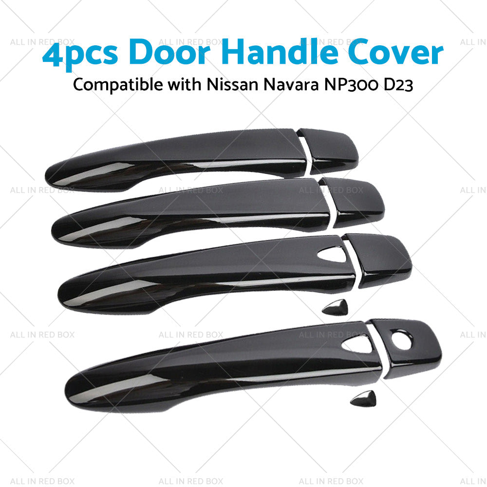 4PCS Black Door Handle Cover Suitable for Nissan Navara NP300 D23 2015-Onwards