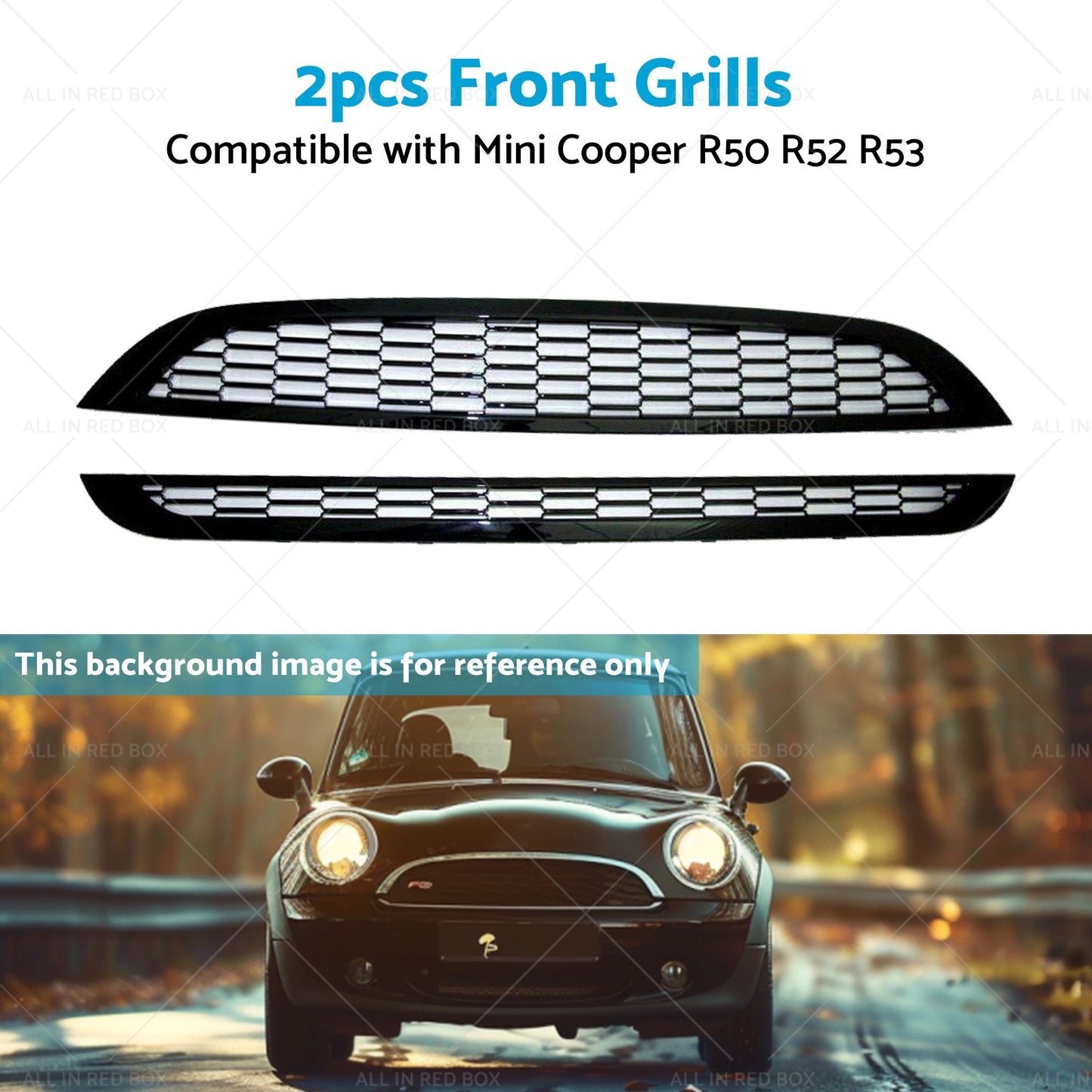 2PCS Honeycomb Mesh Front Grill Suitable for  Mini Cooper R50 R52 R53 2002-2006